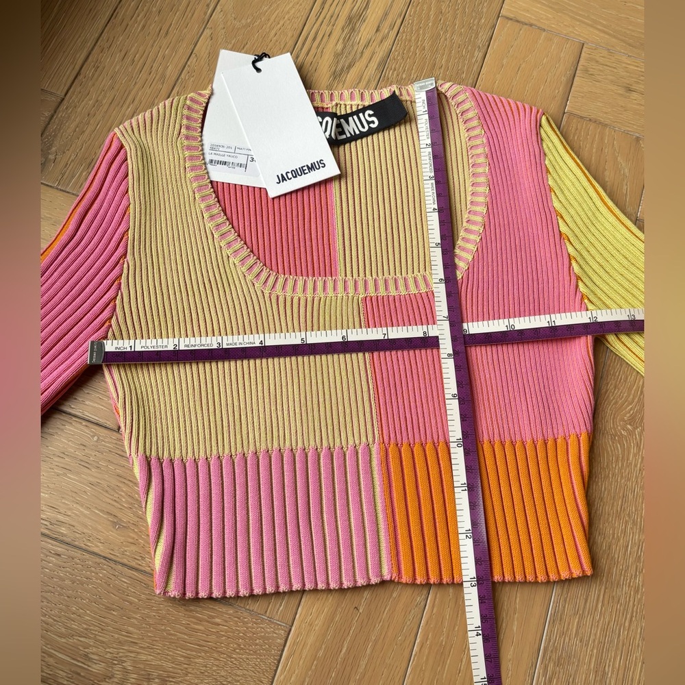Jacquemus La Maille Yauco Ribbed Cropped Top Multi Pink - Picture 13 of 16